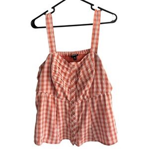 Torrid 00 faux button down plaid blouse tank top